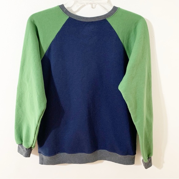 Fruit of the Loom Long Sleeve Sweatshirt Raglan Sleeves 3 Toned Crewneck 💙💚🩶 - Picture 3 of 7